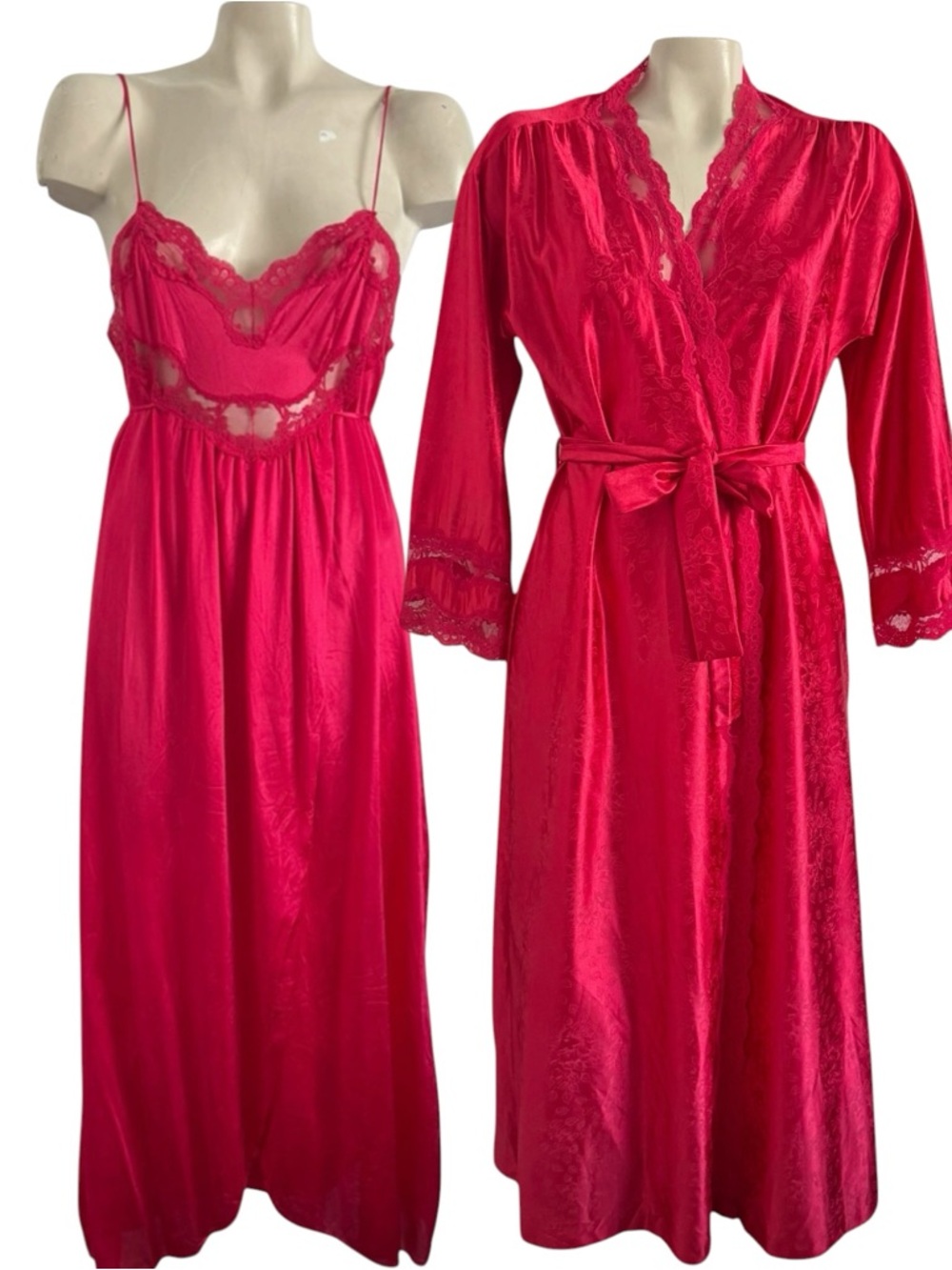 TOM BEZDUDA FOR BARAD & CO BERRY LACE GOWN ROBE SET SZ PETITE